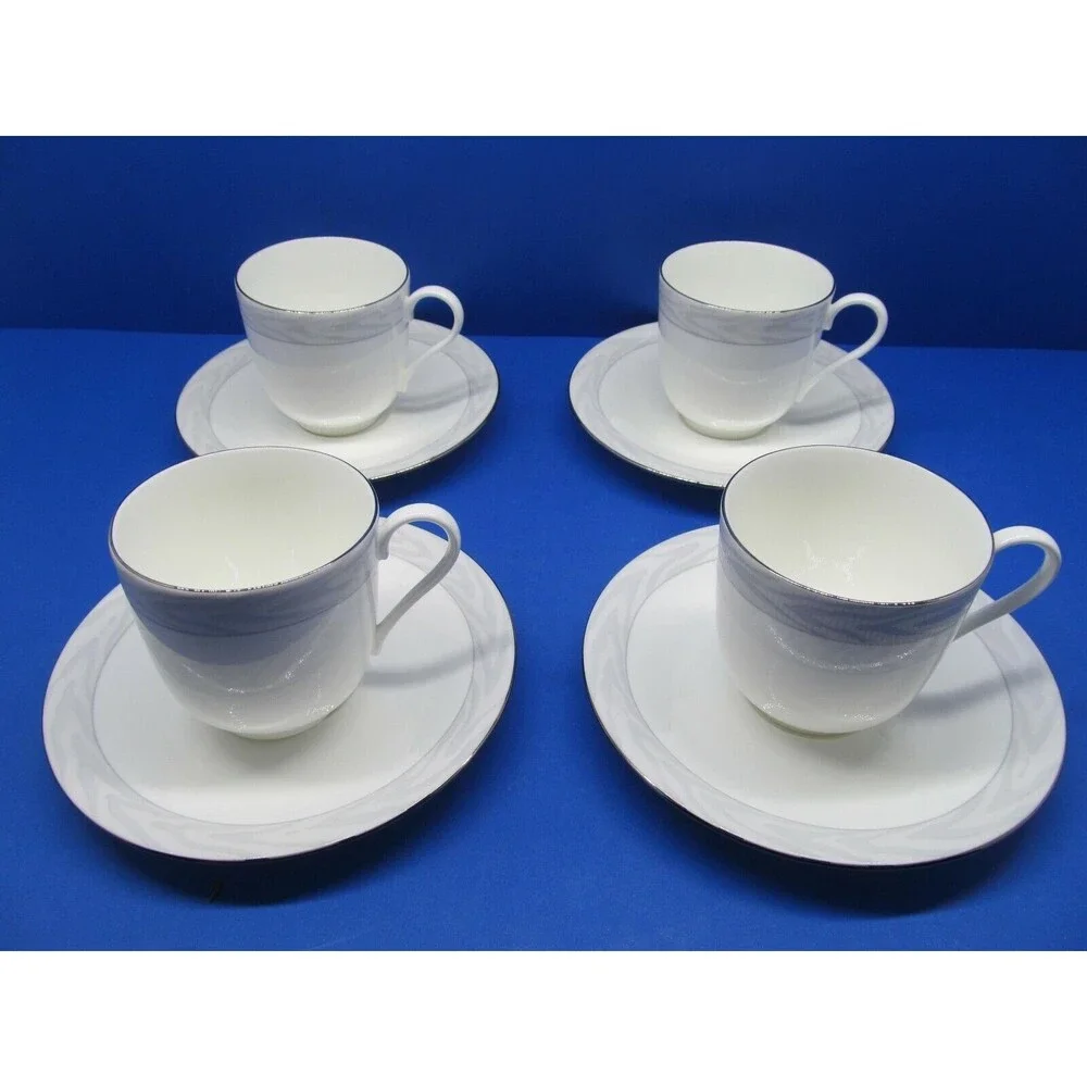 Mikasa Satin Moire Cups And Saucers 4 sets  Produced 1988-89